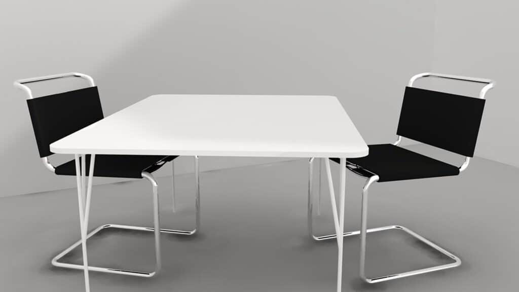 Tisch und zwei Stühle