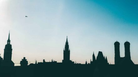 München, Silhouette, St. Peter, Rathaus, Frauenkirche