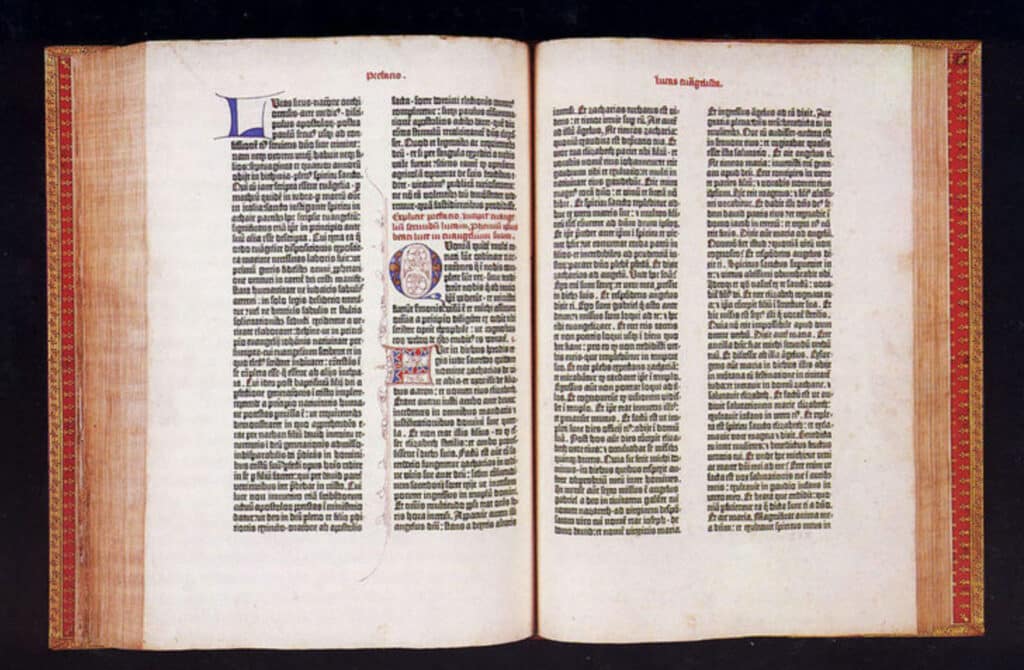 Die 42-zeilige Gutenberg-Bibel aus dem Museum in Mainz