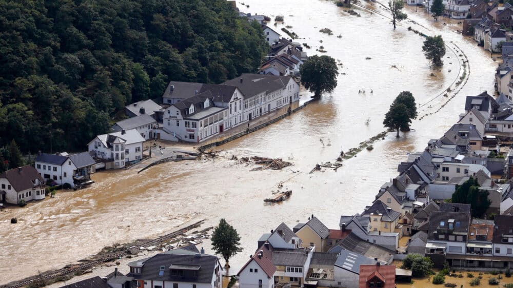 Der Ort Dernau (Landkreis Ahrweiler) am 15.07.2021. Er wurde beinahe komplett von den Wassermassen geflutet.
