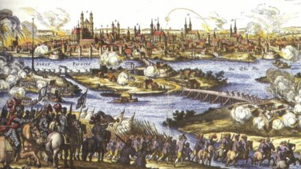 Zeichnung von der Zerstörung Magdeburgs 1631