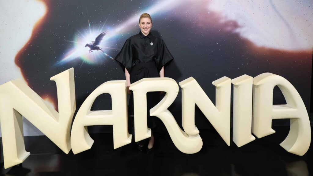 Regisseurin Greta Gerwig bei der Vorstellung des neuen Narnia-Trailers